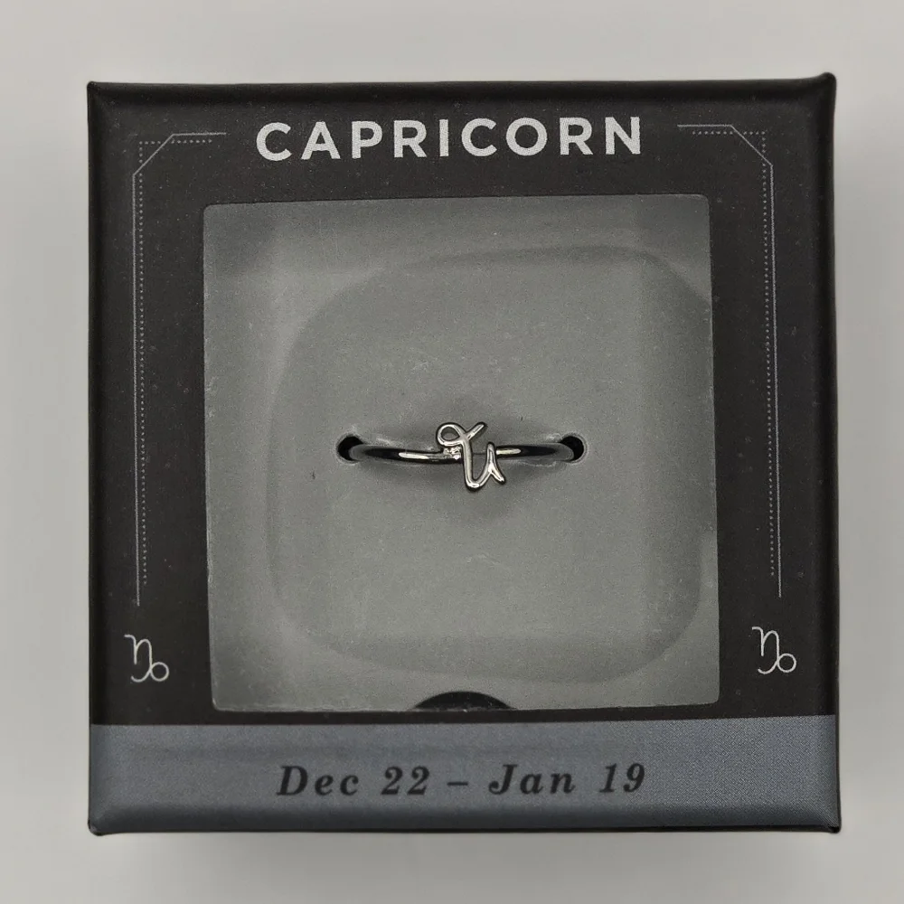 Earthbound Capricorn Zodiac Silver Tone Brass Adjustable Ring NWT